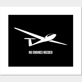 No Engines Needed Glider Pilot Sailplane Biplane aerial floating soaring Posters and Art